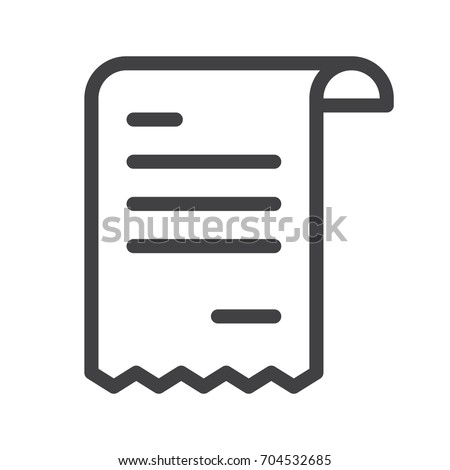 Receipt line icon, outline vector sign, linear style pictogram isolated on white. Symbol, logo illustration. Editable stroke. Pixel perfect vector graphics
