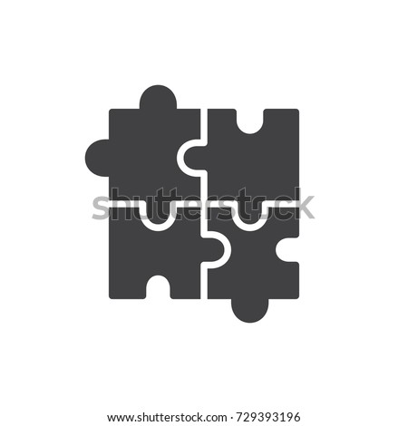 Puzzle icon vector, filled flat sign, solid pictogram isolated on white. Plugins symbol, logo illustration.