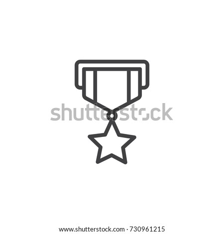 Military reward medal line icon, outline vector sign, linear style pictogram isolated on white. Symbol, logo illustration. Editable stroke