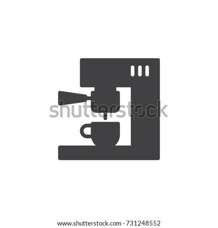 Coffee machine icon vector, filled flat sign, solid pictogram isolated on white. Symbol, logo illustration.