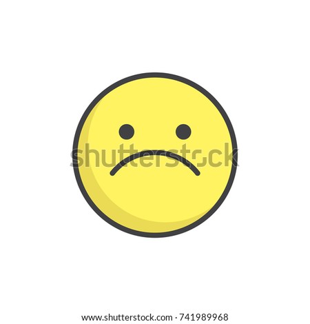 Slightly frowning face emoticon filled outline icon, line vector sign, linear colorful pictogram isolated on white. Emoji smiley symbol, logo illustration. Pixel perfect vector graphics