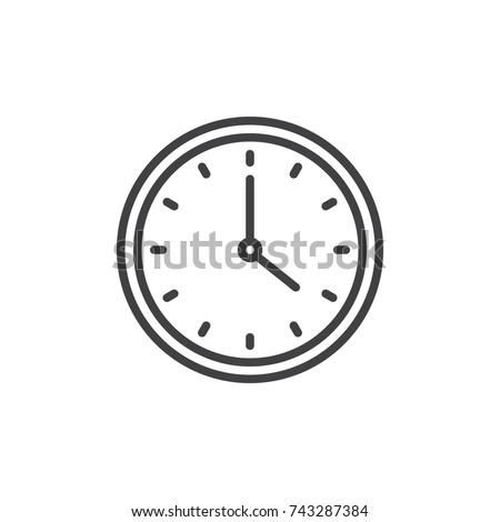 Circular wall clock line icon, outline vector sign, linear style pictogram isolated on white. Symbol, logo illustration. Editable stroke