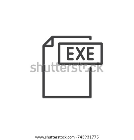 Exe format document line icon, outline vector sign, linear style pictogram isolated on white. File formats symbol, logo illustration. Editable stroke