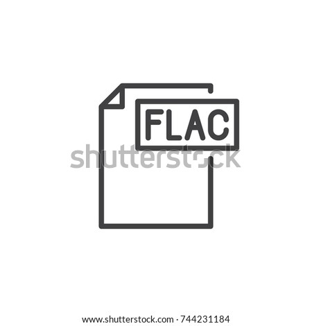 Flac format document line icon, outline vector sign, linear style pictogram isolated on white. File formats symbol, logo illustration. Editable stroke