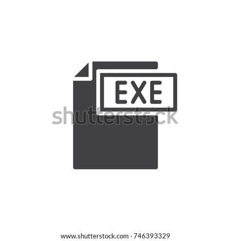 Exe format document icon vector, filled flat sign, solid pictogram isolated on white. File formats symbol, logo illustration.