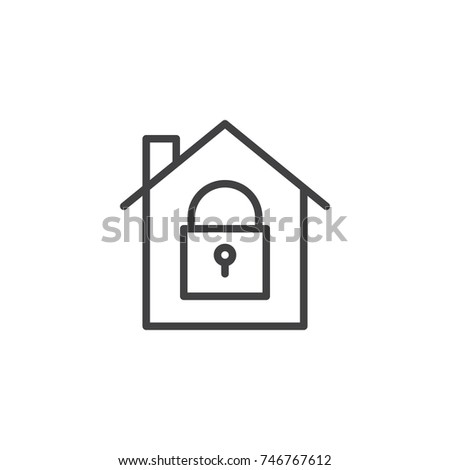 House with closed lock icon vector, filled flat sign, solid pictogram isolated on white. Home protection with locked padlock symbol, logo illustration