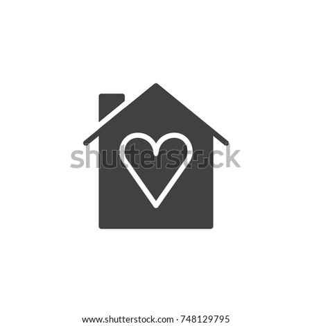 House with heart icon vector, filled flat sign, solid pictogram isolated on white. Favorite home rating symbol, logo illustration.