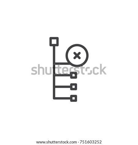 Delete subnode line icon, outline vector sign, linear style pictogram isolated on white. Symbol, logo illustration. Editable stroke