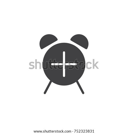 Alarm add icon vector, filled flat sign, solid pictogram isolated on white. Clock with plus symbol, logo illustration.