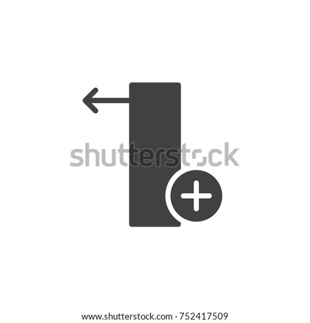 Insert column left icon vector, filled flat sign, solid pictogram isolated on white. Symbol, logo illustration.