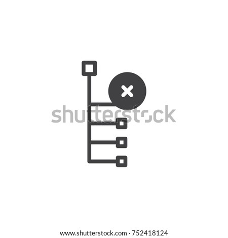 Delete subnode icon vector, filled flat sign, solid pictogram isolated on white. Symbol, logo illustration.