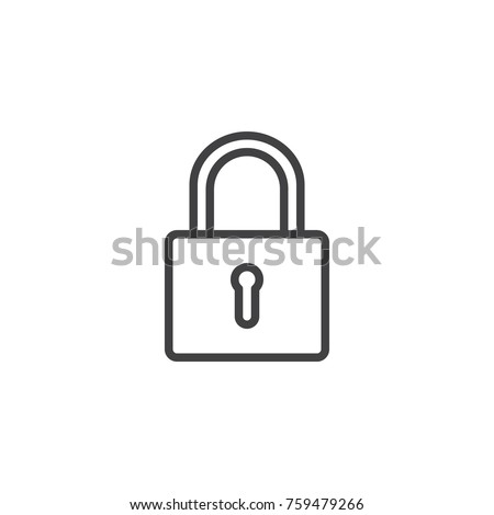 Padlock line icon, outline vector sign, linear style pictogram isolated on white. Closed lock symbol, logo illustration. Editable stroke