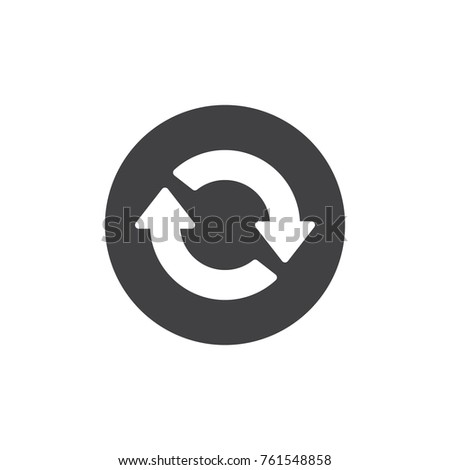 Reload two arrows in circle icon vector, filled flat sign, solid pictogram isolated on white. Process refresh symbol, logo illustration.