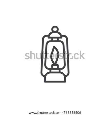 Lit lamp line icon, outline vector sign, linear style pictogram isolated on white. Camping lantern symbol, logo illustration. Editable stroke