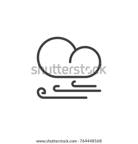 Storm wind cloud line icon, outline vector sign, linear style pictogram isolated on white.  Stormy windy weather symbol, logo illustration. Editable stroke