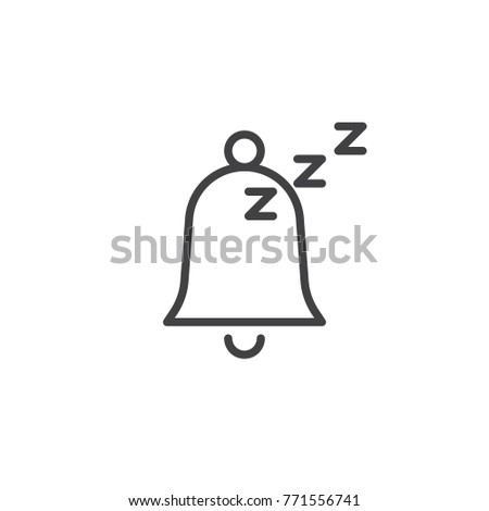 Sleeping bell line icon, outline vector sign, linear style pictogram isolated on white. Alarm Snooze Symbol, logo illustration. Editable stroke