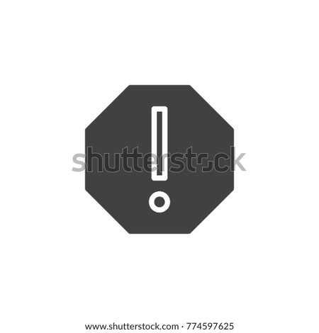 Attention error icon vector, filled flat sign, solid pictogram isolated on white. Warning exclamation mark symbol, logo illustration.