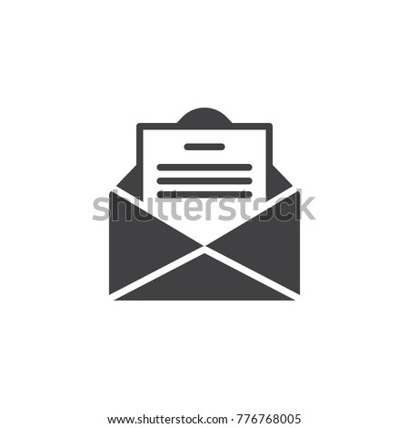 Envelope email with postcard card letter icon vector, filled flat sign, solid pictogram isolated on white. Open message symbol, logo illustration.