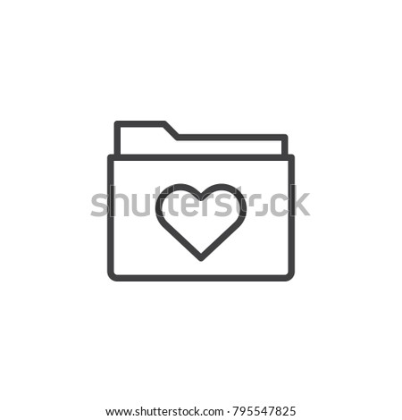 Love favorite folder line icon, outline vector sign, linear style pictogram isolated on white. Heart on folder symbol, logo illustration. Editable stroke
