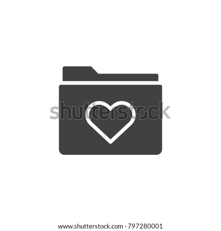 Love favorite folder icon vector, filled flat sign, solid pictogram isolated on white. Heart on folder symbol, logo illustration.