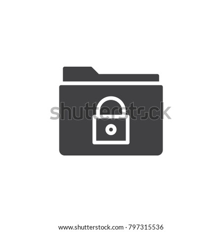 Lock folder icon vector, filled flat sign, solid pictogram isolated on white. Secret file folder symbol, logo illustration.