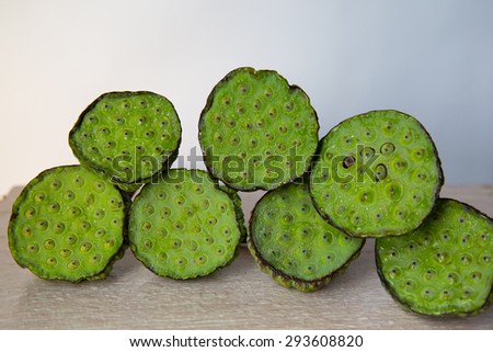 Beautiful young lotus seed pods