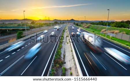 Similar – Image, Stock Photo Motorway approach in the rain