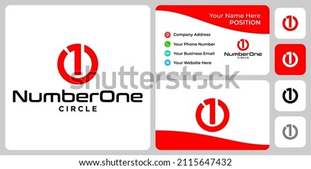 Number 1 circle logo design with business card template.