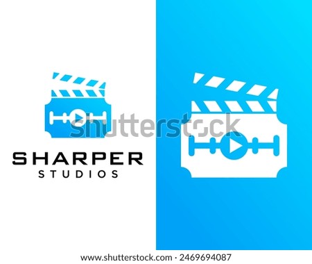 Film industry logo design and sharp razor.

