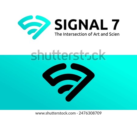 Logo design about wifi signal, letter S and number 7.