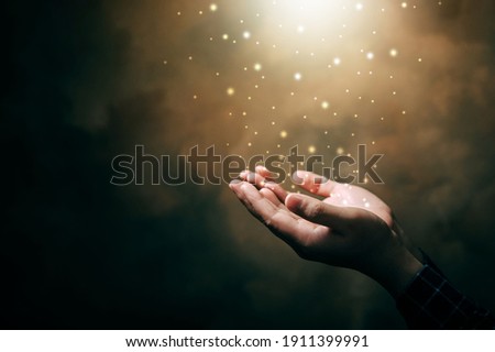 praying hands with faith in religion and belief in God on blessing background. Power of hope or love and devotion. Foto d'archivio © 