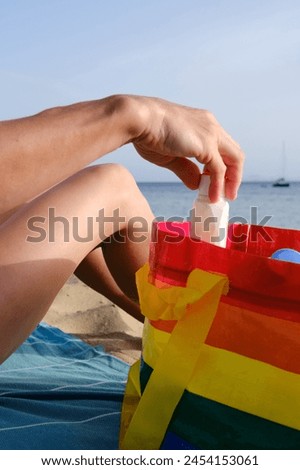 Similar – Image, Stock Photo Anonymous woman sunbathing on rocky beach