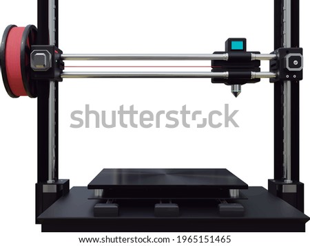 3D Printer vector. Concept for 3d printing, technology, learning, work, future, design.