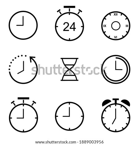 Time and clock line icons set.  Time and clock vector collection 