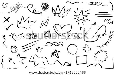 set of Hand drawn elements, for concept design. vector illustration. in white background. editable