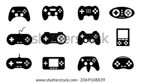 Joystick icons set. Isolated game controller, gamepad symbol illustration. file vector. EPS