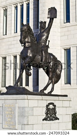 Statue of King Robert the Bruce (King of Scots), outside Marischal College, Aberdeen City Council Headquarter,Scotland