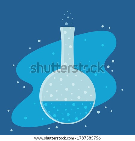 Vector illustration of florence or boiling flask. Chemistry laboratory glassware. Back to school element. Vector illustration of science equipment