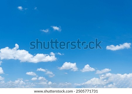 Similar – Image, Stock Photo Blue sky and clouds as peaceful idyllic cloudscape with two distant birds flying high. Freedom concept. Beautiful blue sky backgrounds with clouds highlighted with sunset light.