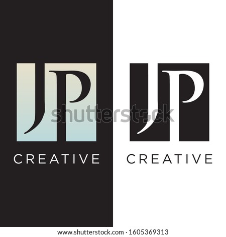 initial jp logo design,black colour and multi colour icon