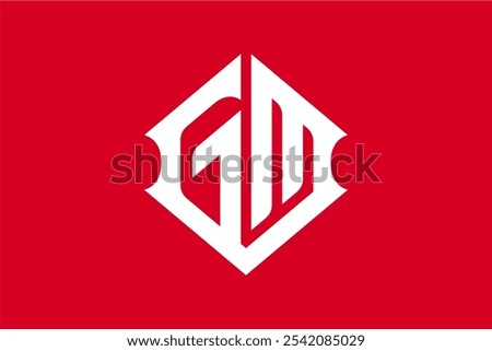 The GM letter logo design, icon, symbol, monogram. Features a bold diamond shield design in red and white. Ideal for brands in automotive, gaming, or security, it exudes confidence and lasting impact.