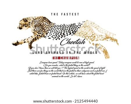 Cheetah t shirt design, vector illustration artistic element retro art, to be great, increase, urban, sport division, underground, freedom, fast.