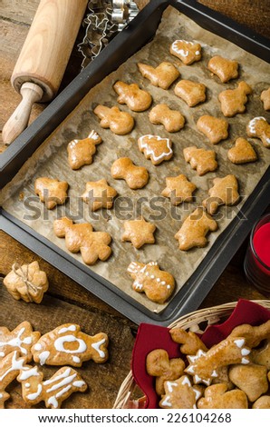 Homemade gingerbread, preparation for Christmas holidays
