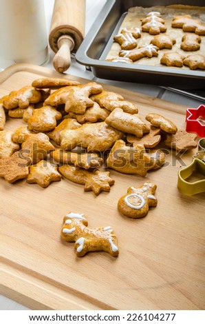 Homemade gingerbread, preparation for Christmas holidays