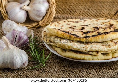 Indian bread with rosemary, garlic and olive oil