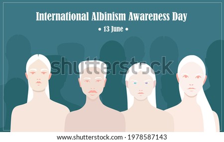 International Albinism Awareness Day, 13 June, Call for Solidarity with People with Albinism in Their Difficulties, People with Albinism and Human Rights, Girl Poster, Stylized Vector Graphics Imagine de stoc © 
