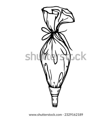 Linear sketch of a pastry bag.Vector graphics.