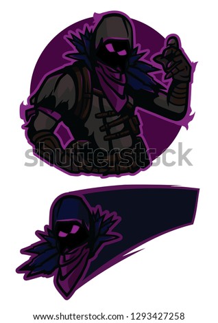 man in a dark monster costume from game character. design can use for e sport logo team.