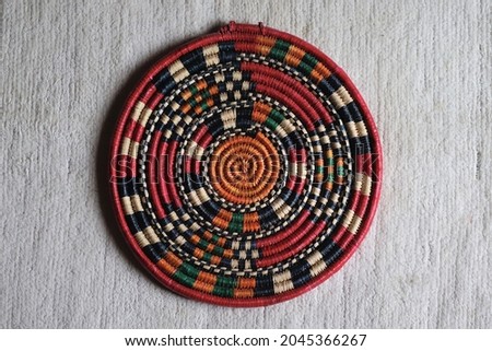 Traditional African-style basket weave mat from Uganda Stockfoto © 
