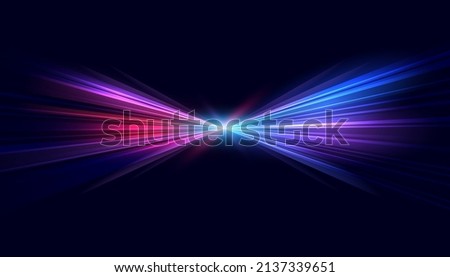 Modern abstract high-speed movement. Dynamic motion light trails with motion blur effect on dark background. Futuristic, technology pattern for banner or poster design. Stockfoto © 